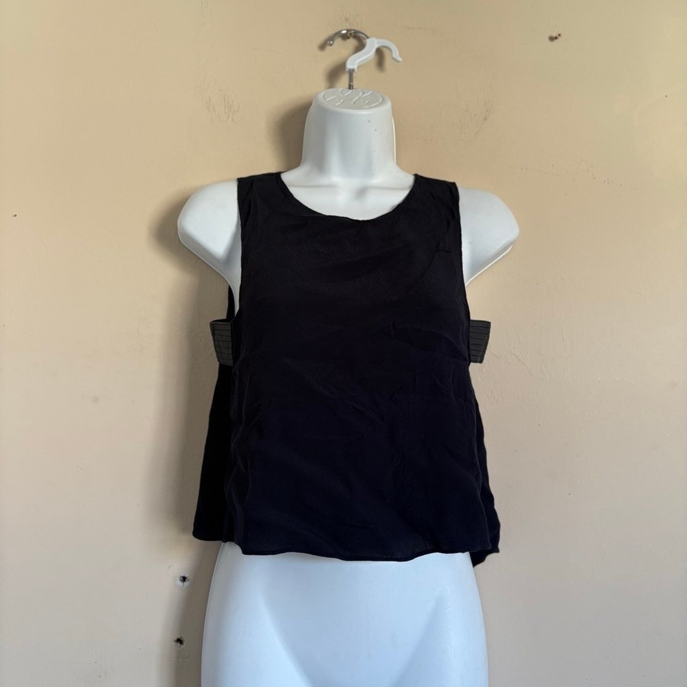 VEDA Navy‎ Rayon Sheep Leather Trim Open Back Sleeveless Tank Top XS - Picture 10 of 16
